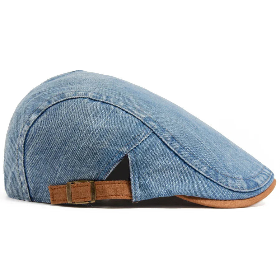 Schiebermütze Herren mit Kontrastkante und seitlichem Riemen - Blau #Farbe_Blau