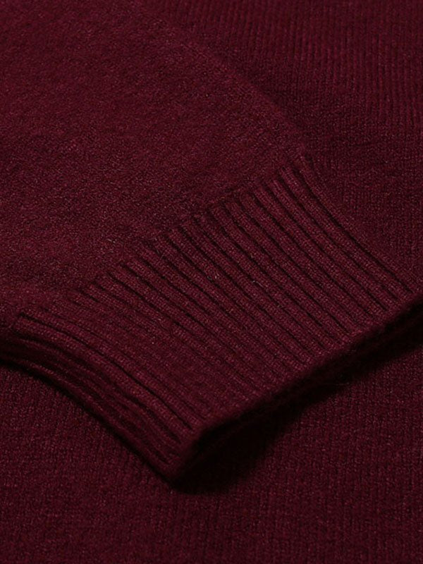 Strickpullover Herren mit flachem Stehkragen und Langarm - Rot #Farbe_Rot