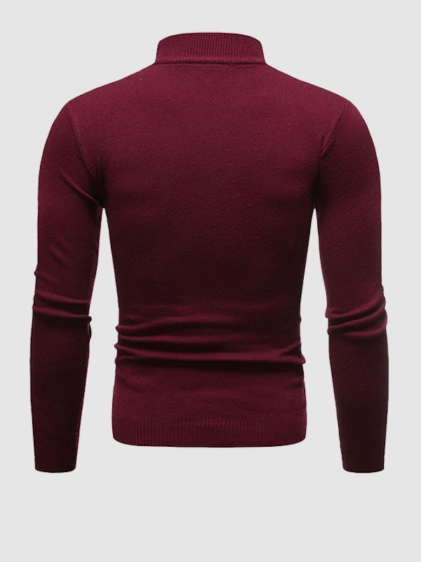 Strickpullover Herren mit flachem Stehkragen und Langarm - Rot #Farbe_Rot