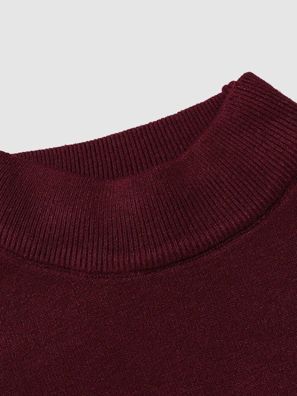 Strickpullover Herren mit flachem Stehkragen und Langarm - Rot #Farbe_Rot
