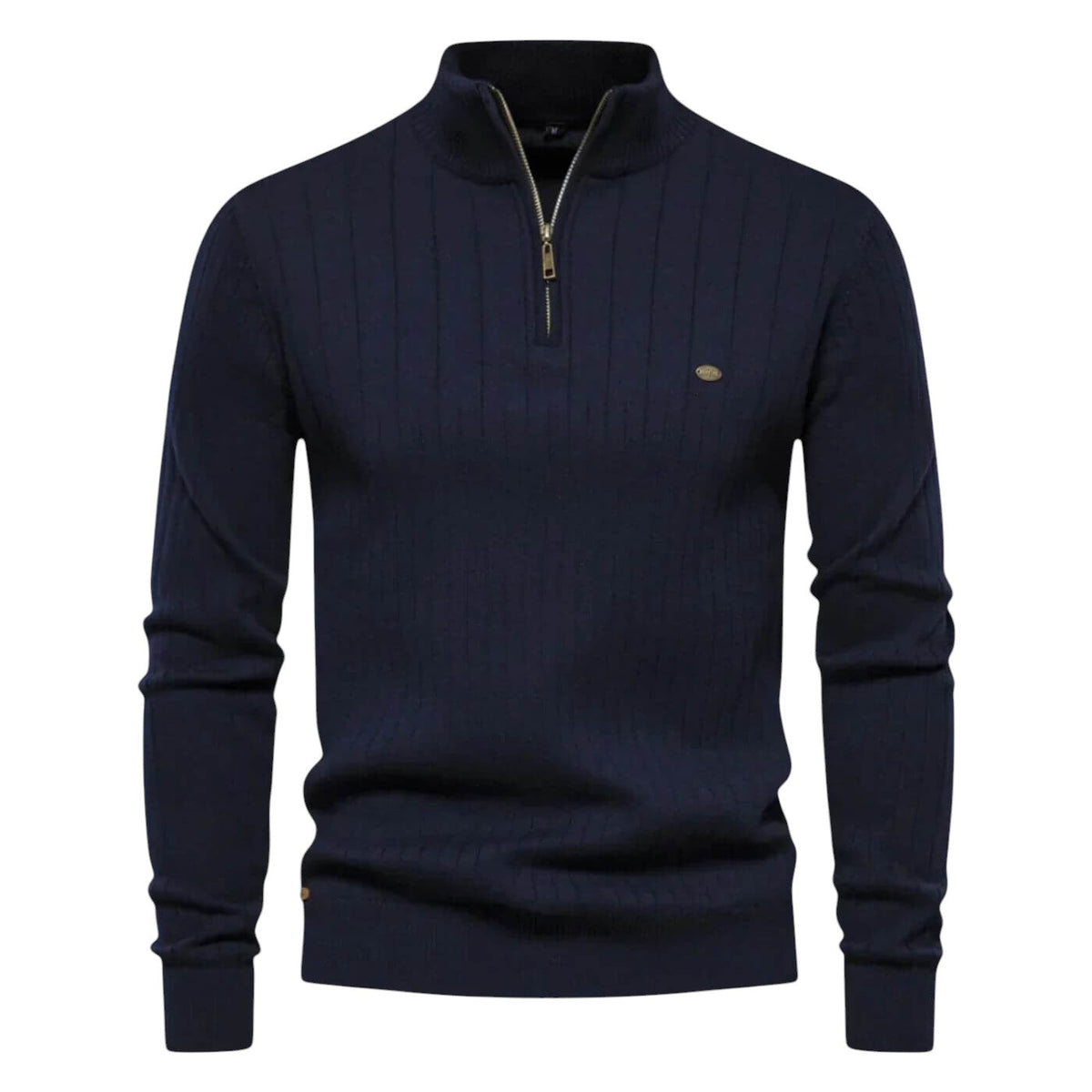 Strickpullover Herren mit Stehkragen und kurzem Zipper - Blau #Farbe_Blau