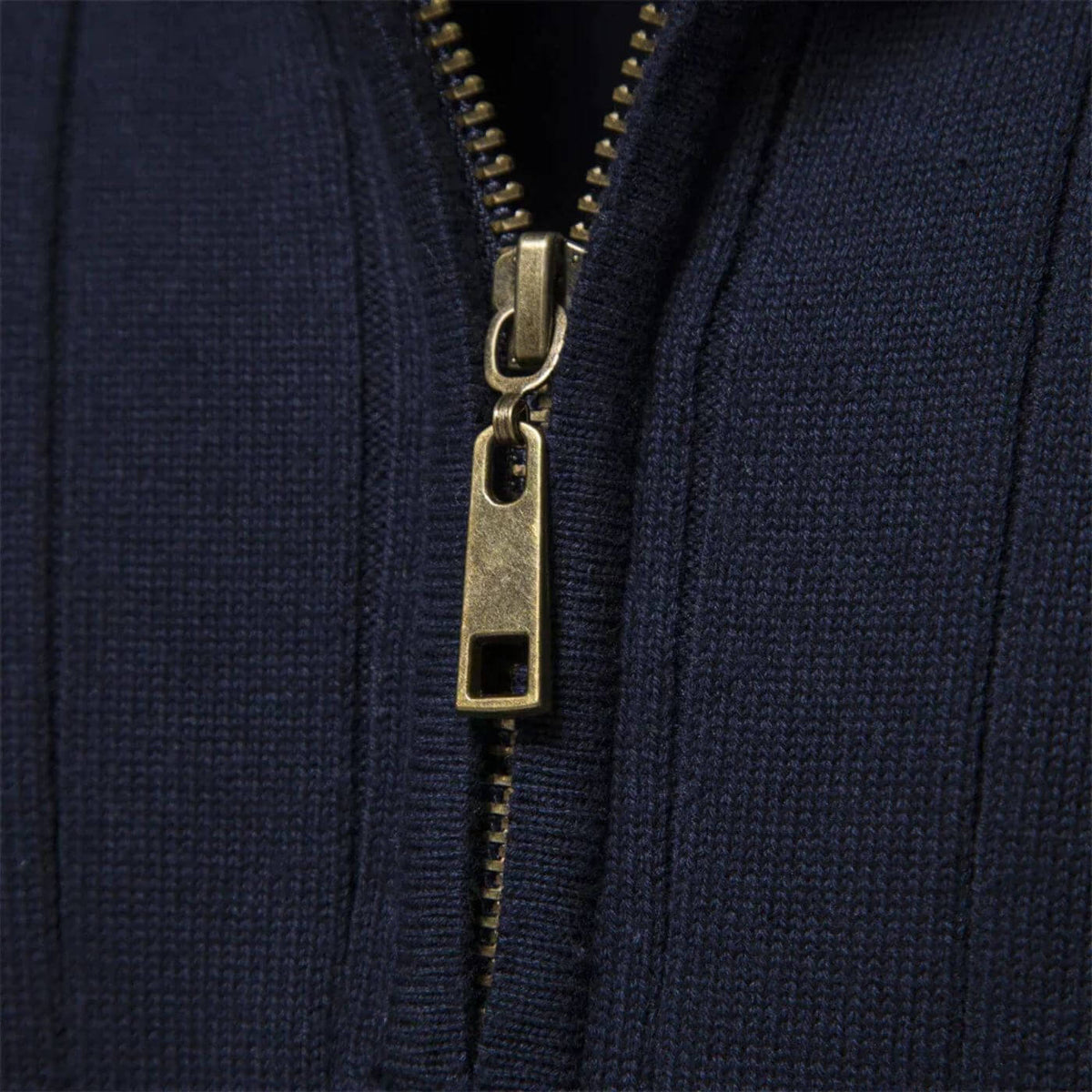 Strickpullover Herren mit Stehkragen und kurzem Zipper - Blau #Farbe_Blau