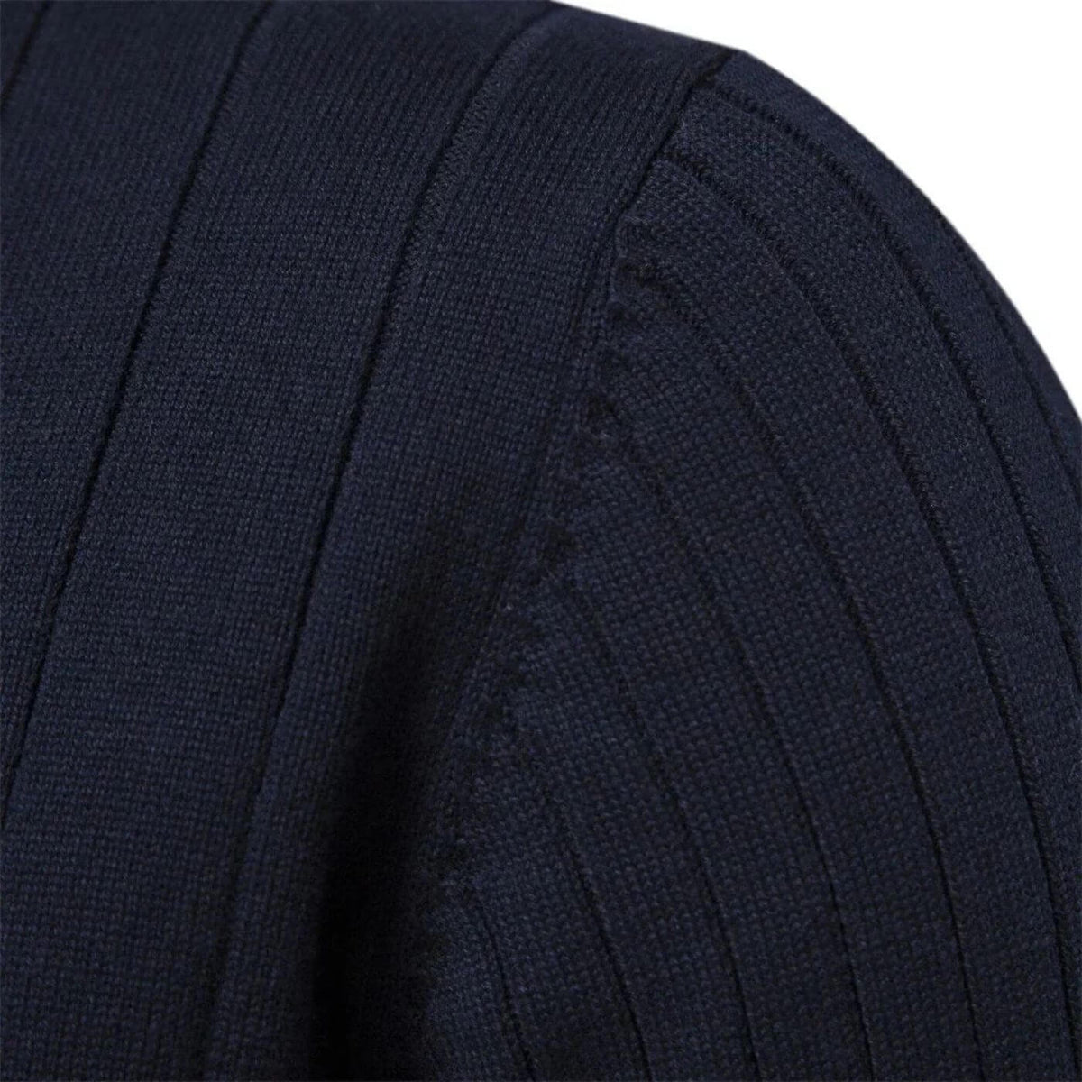 Strickpullover Herren mit Stehkragen und kurzem Zipper - Blau #Farbe_Blau