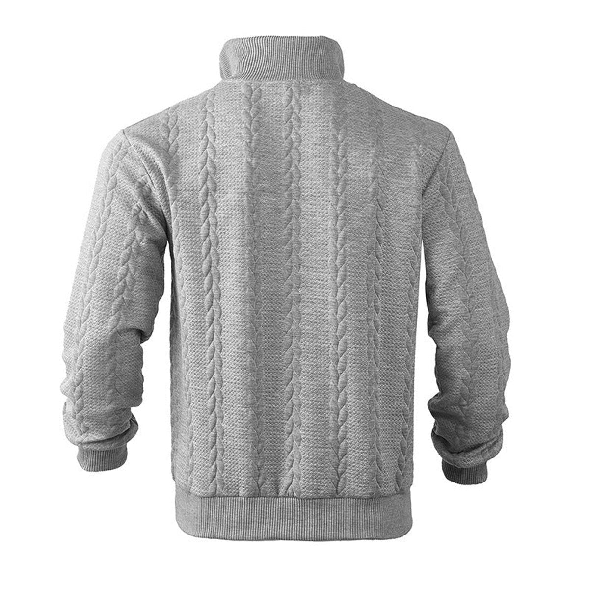 Strickpullover Herren mit Zopfmuster und glatter Passe - Grau meliert #Farbe_Grau meliert