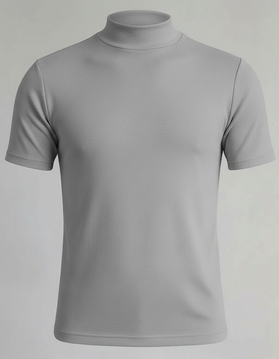 T-Shirt Herren mit kurzem Arm und hohem Stehkragen - Grau #Farbe_Grau