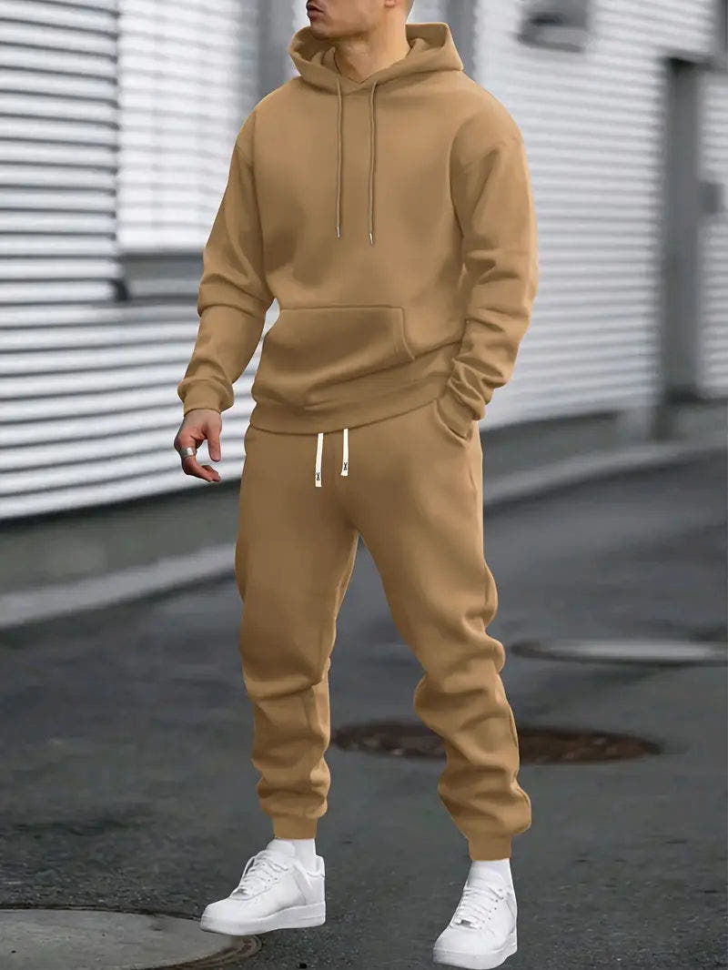 Trainingsanzug Herren mit Kapuze und schmalen Hosenbündchen - Khaki #Farbe_Khaki