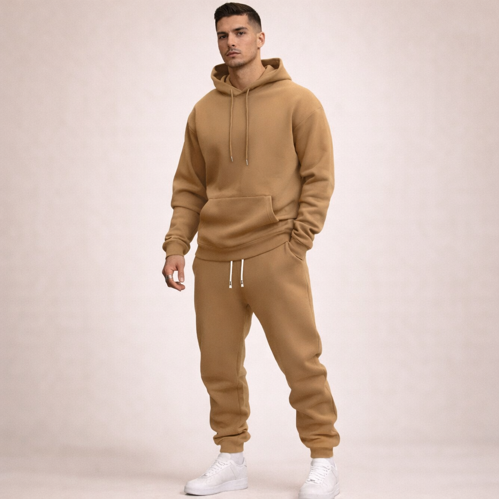 Trainingsanzug Herren mit Kapuze und schmalen Hosenbündchen - Khaki #Farbe_Khaki