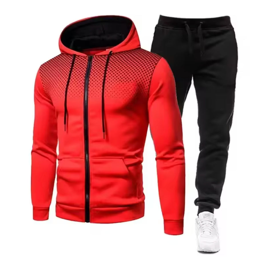 Trainingsanzug Herren mit Punktverlauf und Kapuzenjacke - Rot #Farbe_Rot