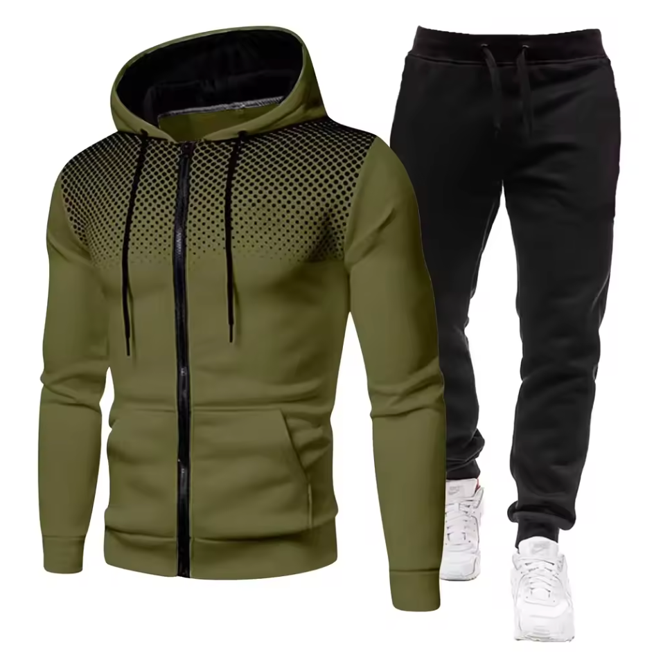 Trainingsanzug Herren mit Punktverlauf und Kapuzenjacke - Grün #Farbe_Grün