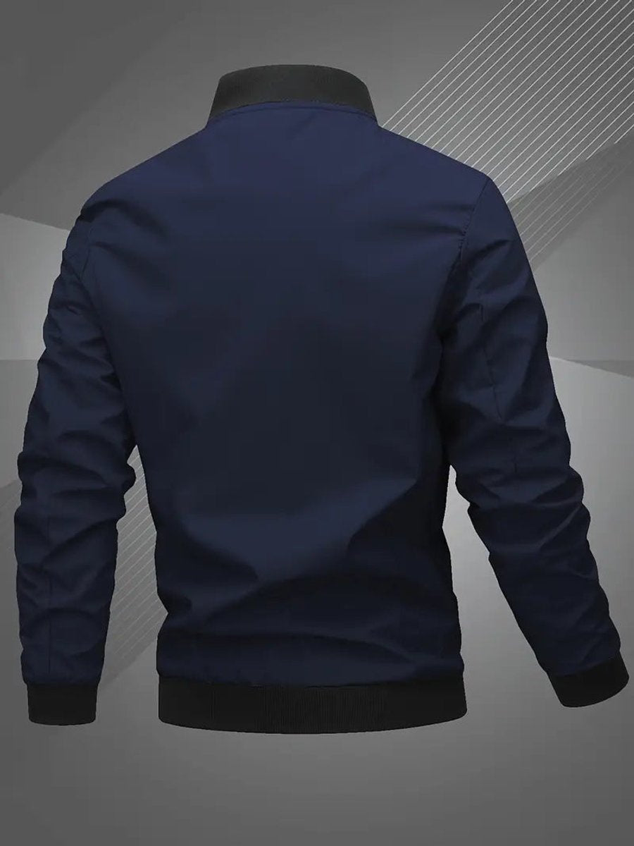 Übergangsjacke Herren mit Blousonkragen und Stickerei - Marineblau #Farbe_Marineblau