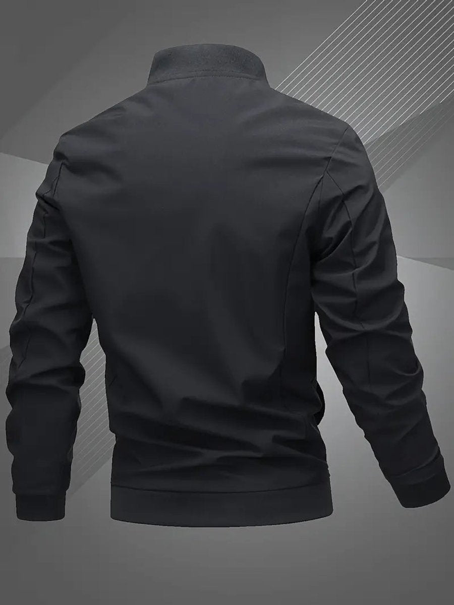 Übergangsjacke Herren mit Blousonkragen und Stickerei - Schwarz #Farbe_Schwarz