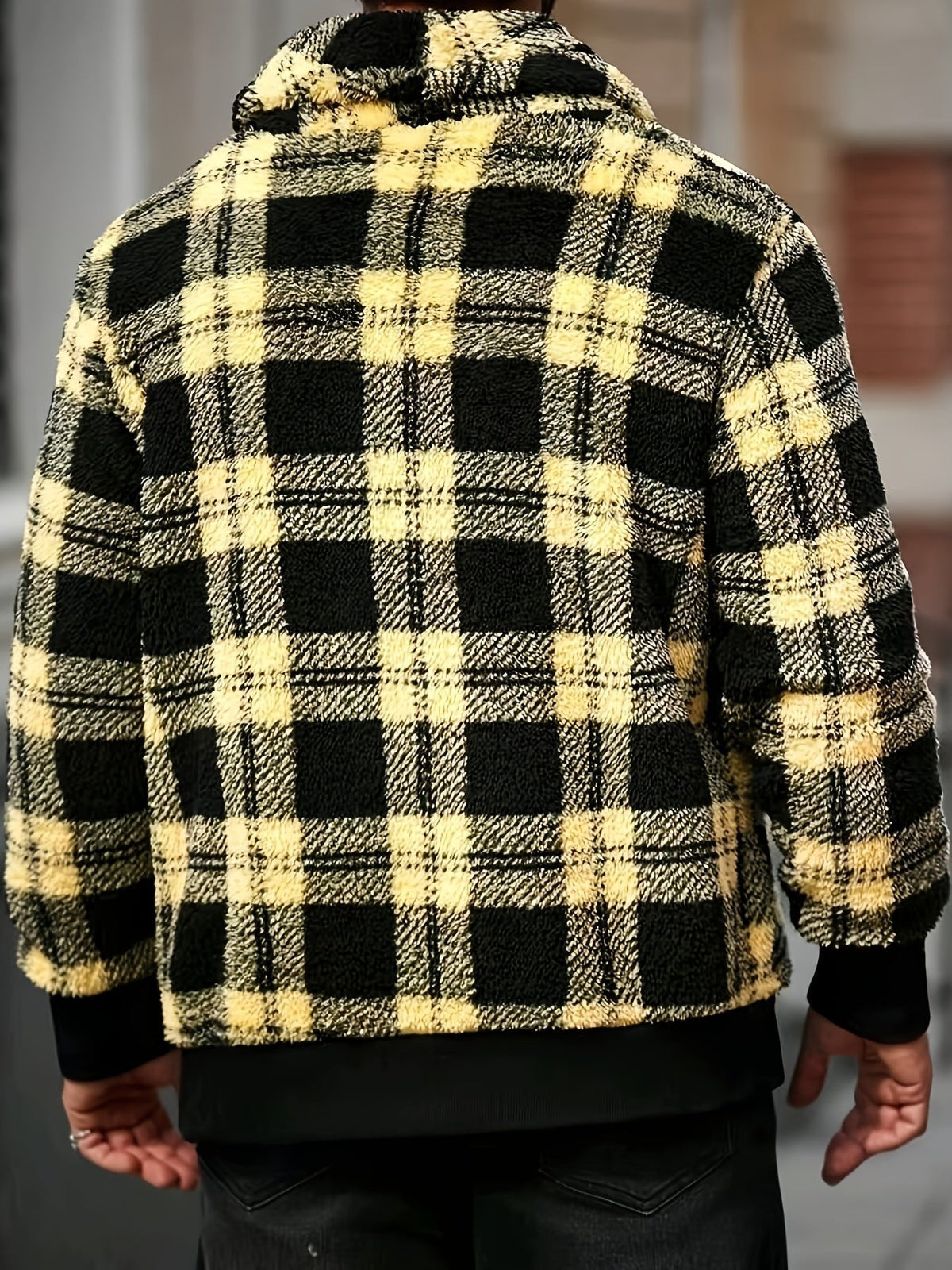 Übergangsjacke Herren mit Karos und breiten Rippbündchen - Gelb #Farbe_Gelb