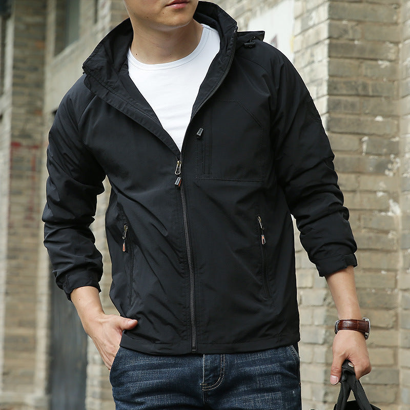 Übergangsjacke Herren mit Stehkragen und Ziptaschen - Schwarz #Farbe_Schwarz