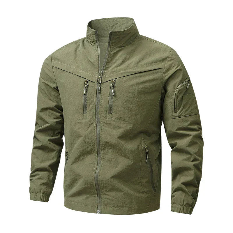 Übergangsjacke Herren mit Ziptaschen an Brust und Ärmel - Grün #Farbe_Grün