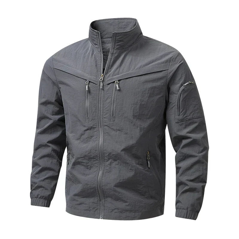 Übergangsjacke Herren mit Ziptaschen an Brust und Ärmel - Grau #Farbe_Grau