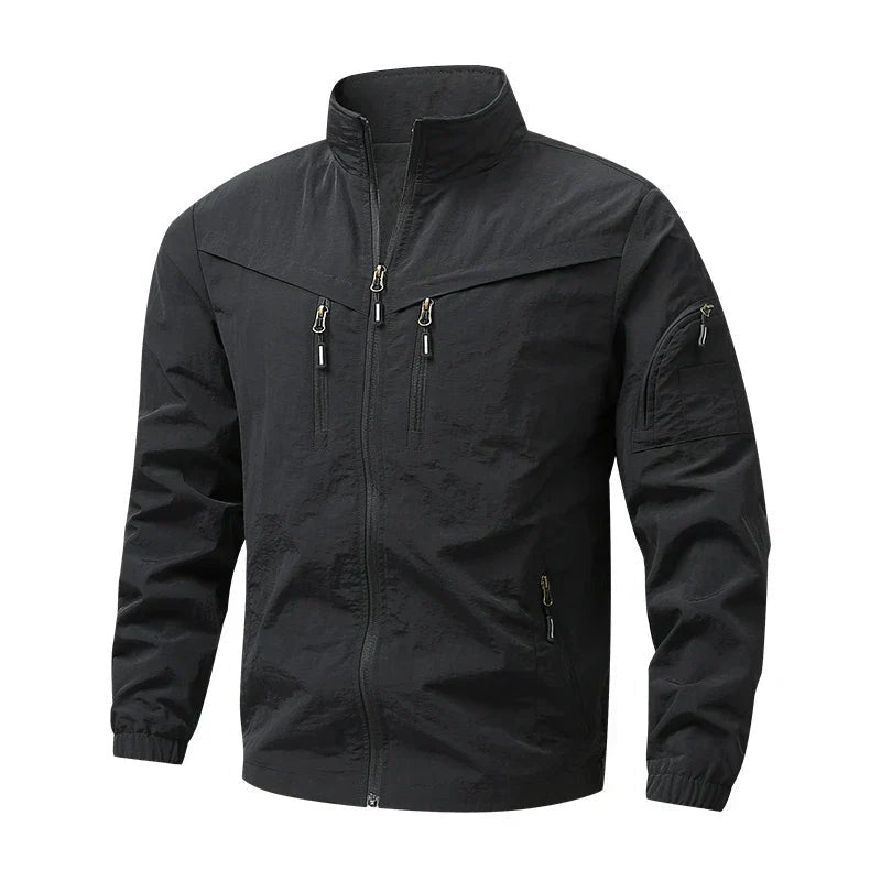 Übergangsjacke Herren mit Ziptaschen an Brust und Ärmel - Schwarz #Farbe_Schwarz
